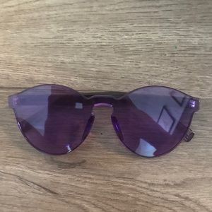 Purple rimless sunglasses